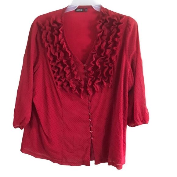 Apt 9 Size 3X Red and Black Polka Dot Blouse - Picture 7 of 7